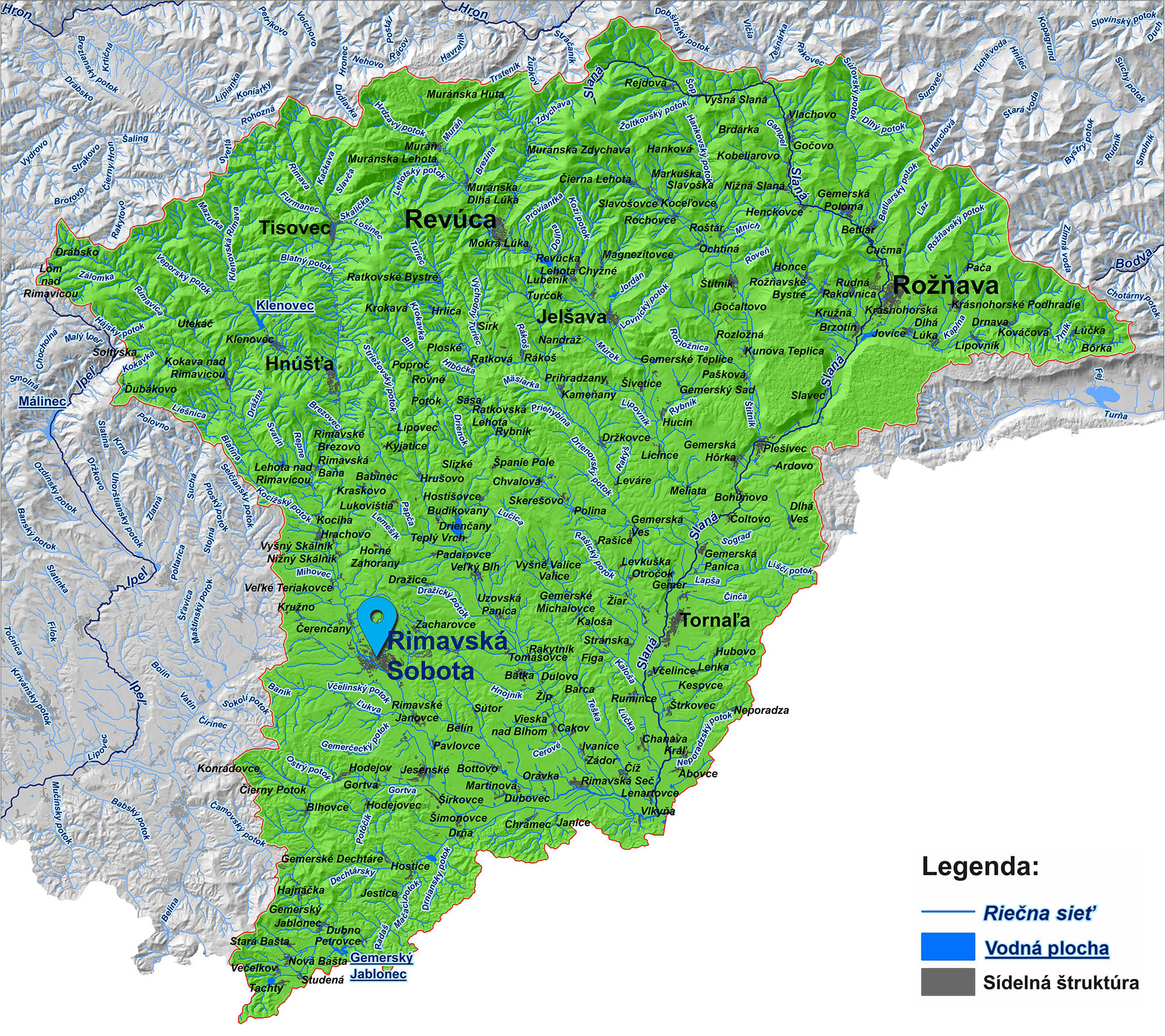 mapa správy povodia Slanej Rimavská Sobota