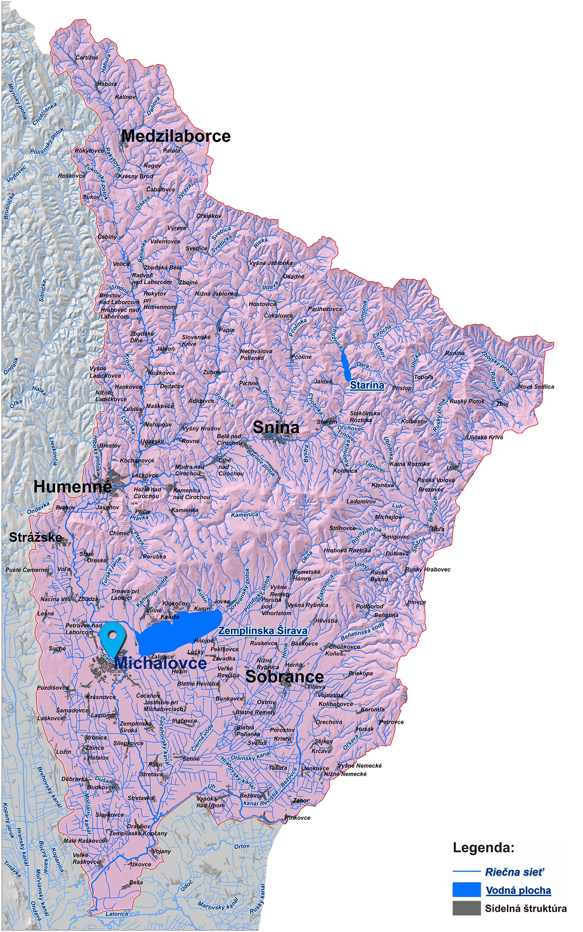 mapa správy povodia Laborca Michalovce
