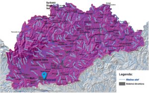 mapa správy povodia Dunajca a Popradu Poprad