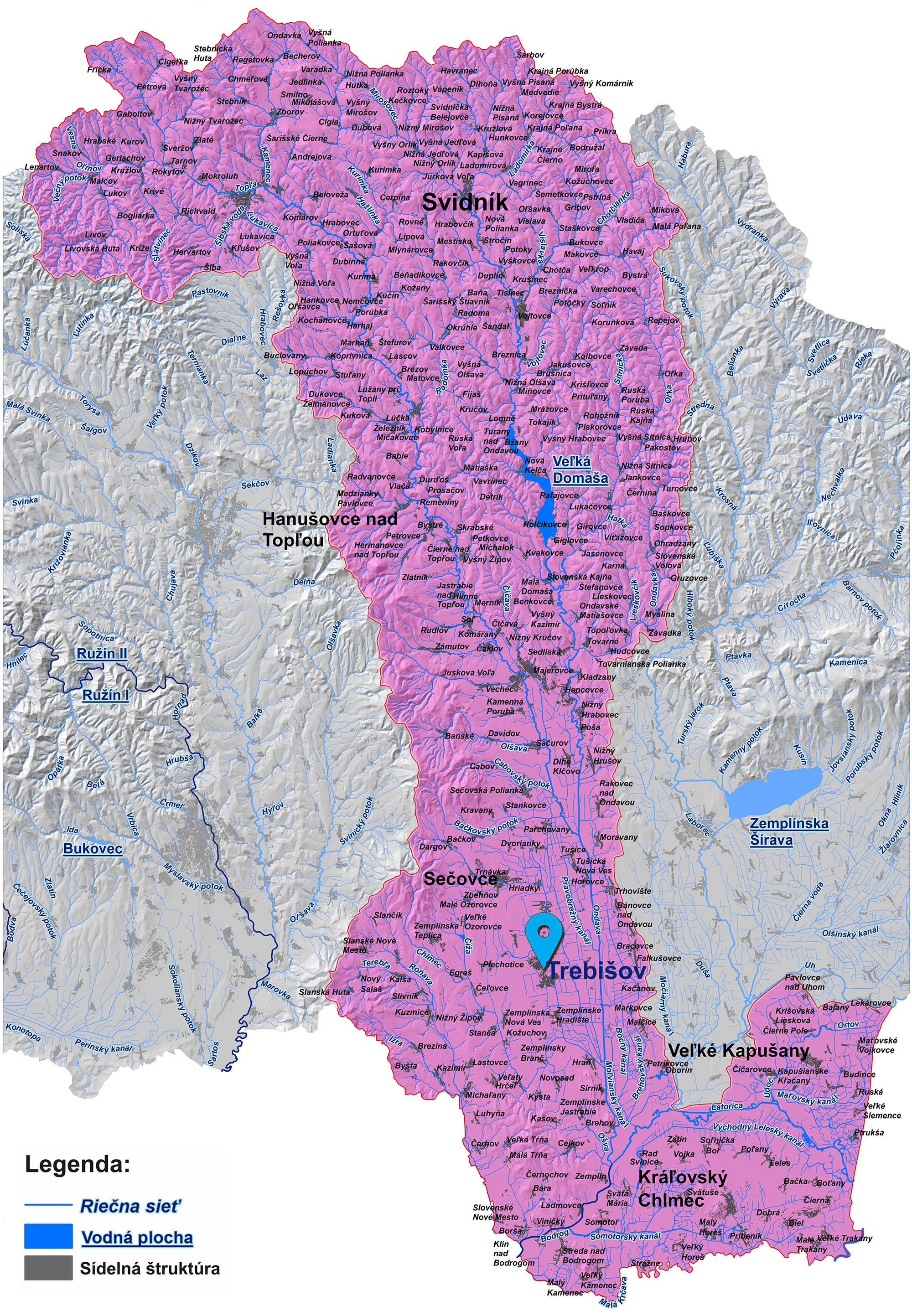 mapa správy povodia Bodrogu Trebišov