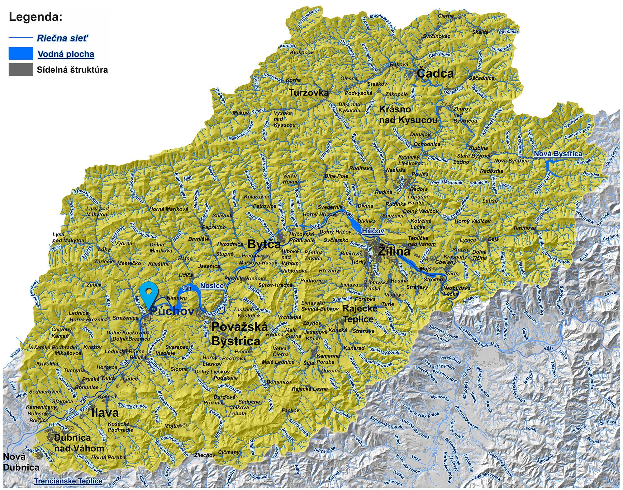 mapa správy povodia stredného Váhu I. Púchov