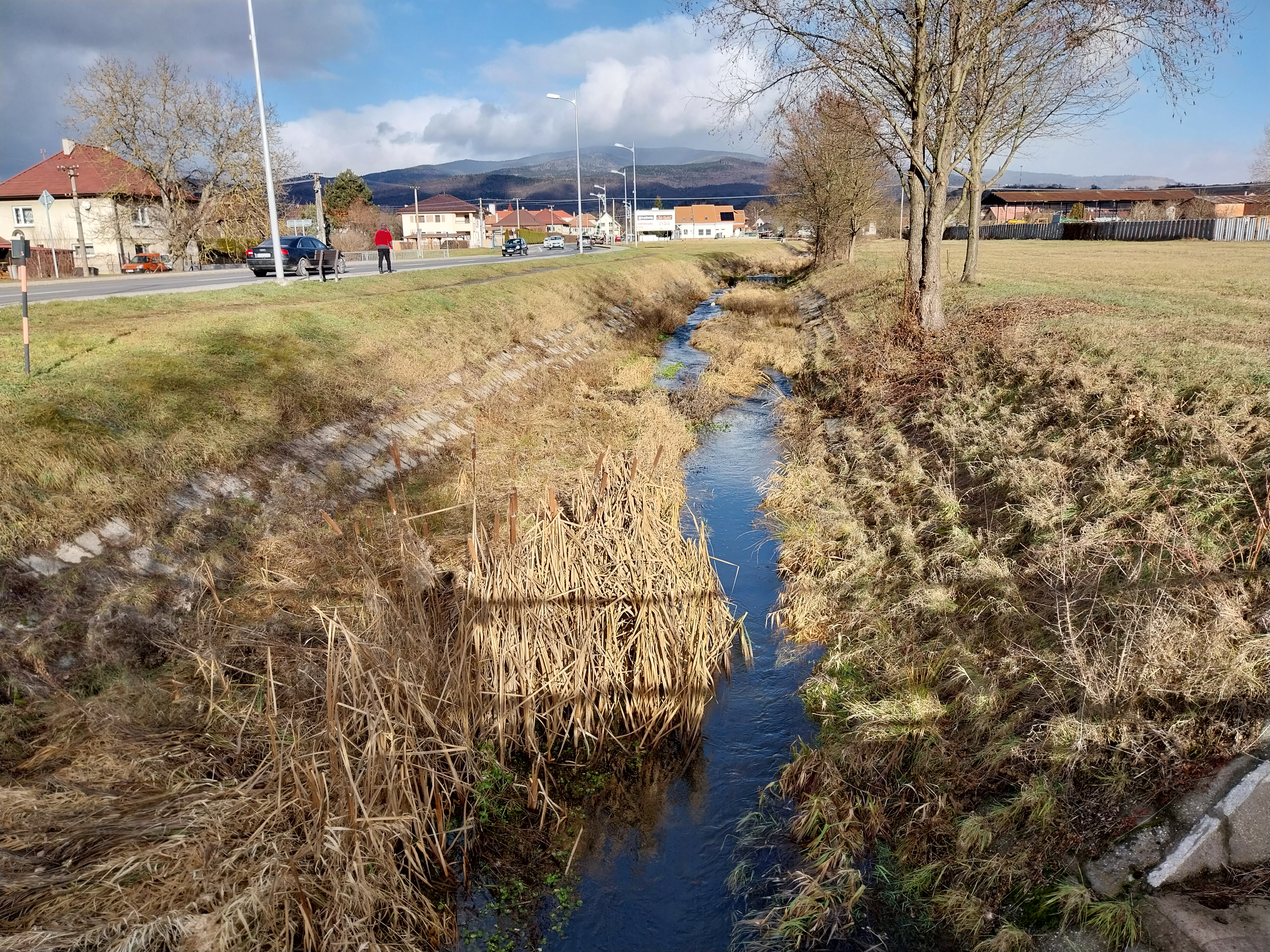 Obr. 4. Vytvorená zvlnená kyneta Detvianskeho potoka prinesie do pôvodnej lichobežníkovej intravilánovej úpravy život v čase nízkych prietokov.