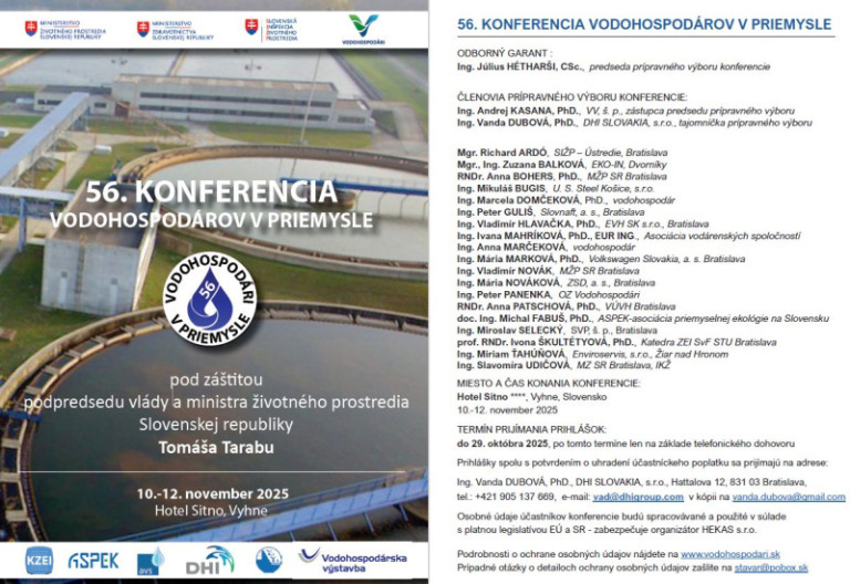 Účasť SVP, š. p. na 56. konferencii vodohospodárov v priemysle vo Vyhniach